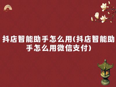 抖店智能助手怎么用(抖店智能助手怎么用微信支付)