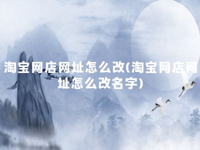 淘宝网店网址怎么改(淘宝网店网址怎么改名字)