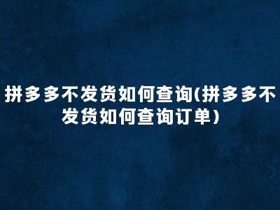 拼多多不发货如何查询(拼多多不发货如何查询订单)