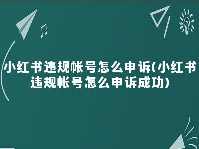 小红书违规帐号怎么申诉(小红书违规帐号怎么申诉成功)