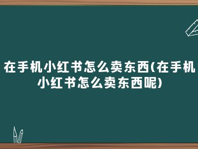 在手机小红书怎么卖东西(在手机小红书怎么卖东西呢)