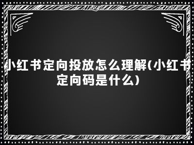 小红书定向投放怎么理解(小红书定向码是什么)