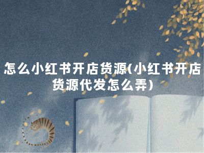 怎么小红书开店货源(小红书开店货源代发怎么弄)