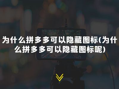 为什么拼多多可以隐藏图标(为什么拼多多可以隐藏图标呢)