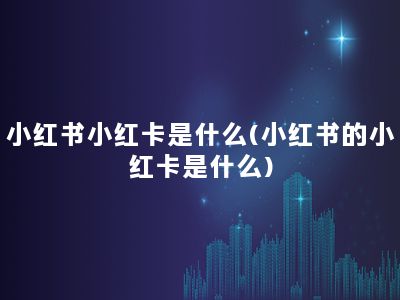 小红书小红卡是什么(小红书的小红卡是什么)