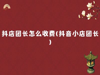 抖店团长怎么收费(抖音小店团长)