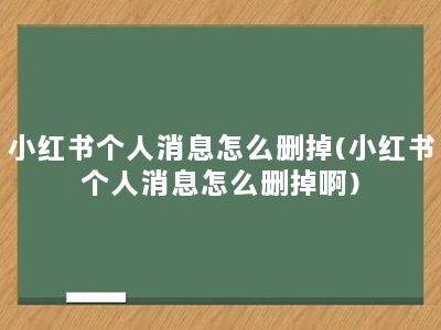 小红书个人消息怎么删掉(小红书个人消息怎么删掉啊)