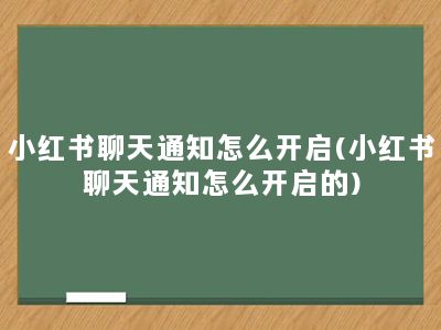 小红书聊天通知怎么开启(小红书聊天通知怎么开启的)