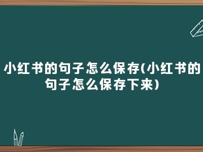 小红书的句子怎么保存(小红书的句子怎么保存下来)