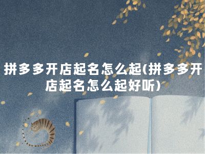 拼多多开店起名怎么起(拼多多开店起名怎么起好听)