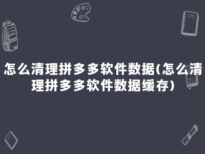 怎么清理拼多多软件数据(怎么清理拼多多软件数据缓存)