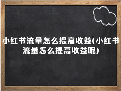 小红书流量怎么提高收益(小红书流量怎么提高收益呢)