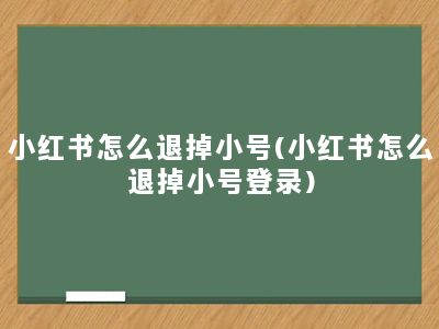 小红书怎么退掉小号(小红书怎么退掉小号登录)