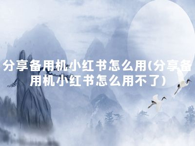 分享备用机小红书怎么用(分享备用机小红书怎么用不了)