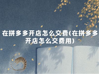 在拼多多开店怎么交费(在拼多多开店怎么交费用)