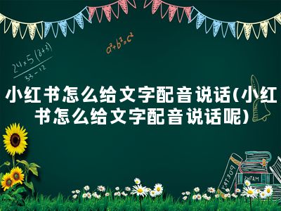 小红书怎么给文字配音说话(小红书怎么给文字配音说话呢)