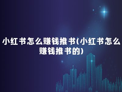 小红书怎么赚钱推书(小红书怎么赚钱推书的)