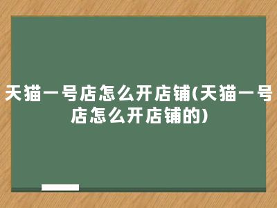 天猫一号店怎么开店铺(天猫一号店怎么开店铺的)