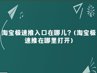 淘宝极速推入口在哪儿？(淘宝极速推在哪里打开)