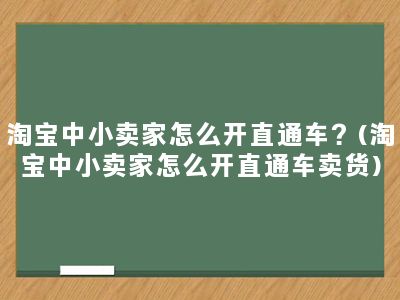 淘宝中小卖家怎么开直通车？(淘宝中小卖家怎么开直通车卖货)