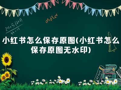 小红书怎么保存原图(小红书怎么保存原图无水印)