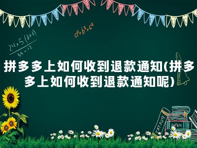 拼多多上如何收到退款通知(拼多多上如何收到退款通知呢)