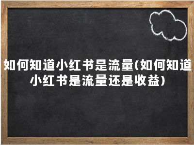 如何知道小红书是流量(如何知道小红书是流量还是收益)