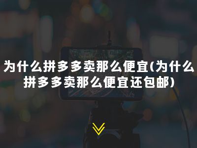 为什么拼多多卖那么便宜(为什么拼多多卖那么便宜还包邮)