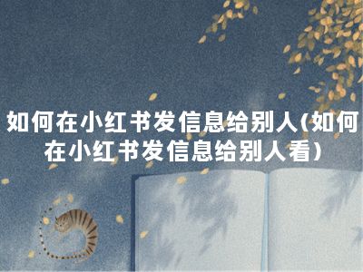 如何在小红书发信息给别人(如何在小红书发信息给别人看)