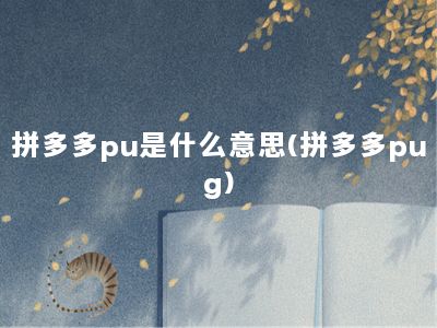 拼多多pu是什么意思(拼多多pug)