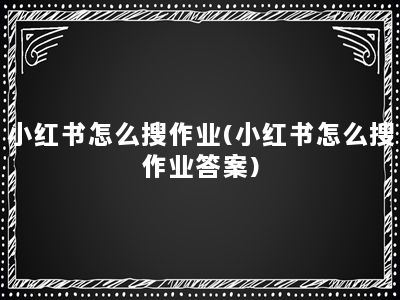 小红书怎么搜作业(小红书怎么搜作业答案)