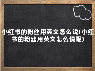 小红书的粉丝用英文怎么说(小红书的粉丝用英文怎么说呢)