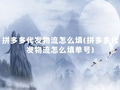 拼多多代发物流怎么填(拼多多代发物流怎么填单号)