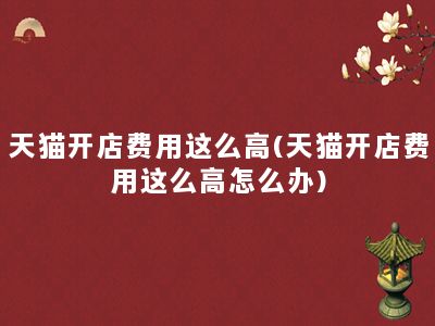 天猫开店费用这么高(天猫开店费用这么高怎么办)