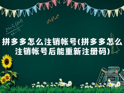 拼多多怎么注销帐号(拼多多怎么注销帐号后能重新注册码)