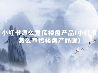 小红书怎么宣传楼盘产品(小红书怎么宣传楼盘产品呢)