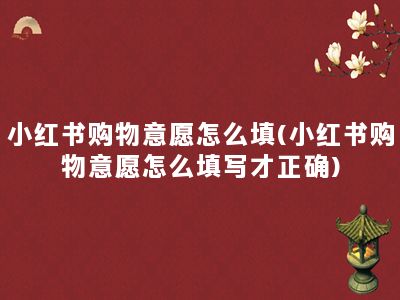 小红书购物意愿怎么填(小红书购物意愿怎么填写才正确)