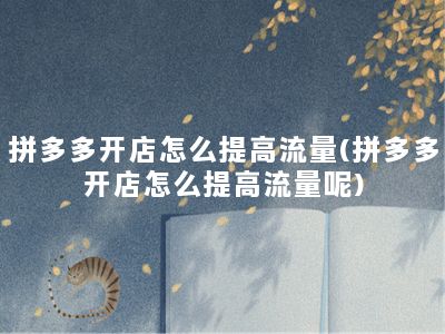 拼多多开店怎么提高流量(拼多多开店怎么提高流量呢)