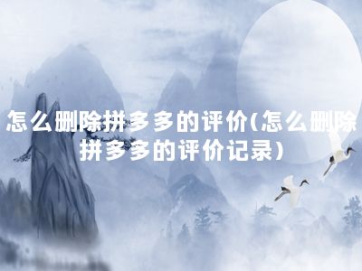 怎么删除拼多多的评价(怎么删除拼多多的评价记录)