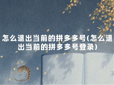 怎么退出当前的拼多多号(怎么退出当前的拼多多号登录)